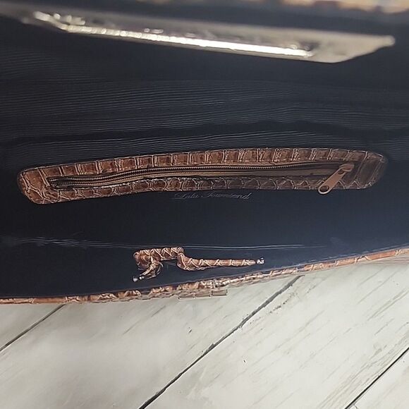 Lulu Townsend Faux Brown Snakeskin Chain Shoulder/Clutch Bag Silver Hardware - Picture 7 of 8